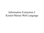 Information Extraction I: Kissler/Marais Web Language
