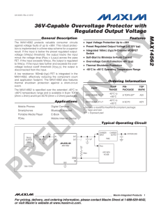 MAX14562 36V-Capable Overvoltage Protector with Regulated