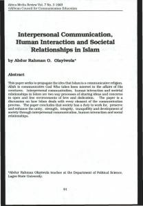 Interpersonal Communication, Human Interaction and