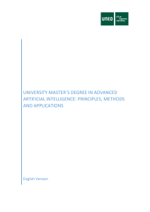UNIVERSITY MASTER´S DEGREE IN ADVANCED ARTIFICIAL