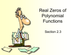 Real Zeros of Polynomial Functions - peacock