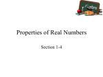 Properties of Real Numbers - peacock