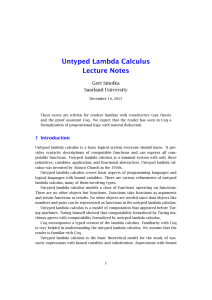 Untyped Lambda Calculus - Programming Systems Lab