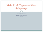 Main Rock Types and their Subgroups