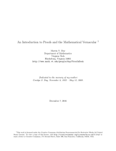 An Introduction to Proofs and the Mathematical Vernacular 1