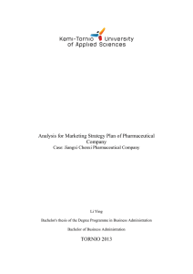 Analysis for Marketing Strategy Plan of Pharmaceutical