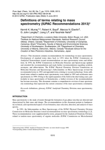 Definitions of terms relating to mass spectrometry (IUPAC