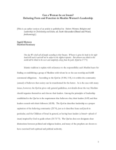 Debating Form and Function in Muslim Women`s Leadership