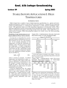 Lecture 29: Stable Isotope Applications I