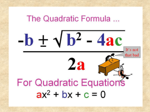 The Quadratic Equation