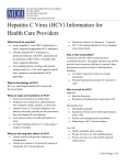 Hepatitis C Virus (HCV) Information for Health Care Providers