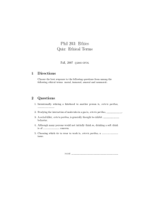 Phil 203: Ethics Quiz: Ethical Terms