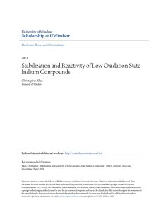 Stabilization and Reactivity of Low Oxidation State Indium Compounds