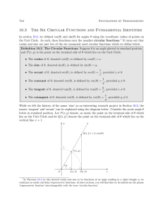 10.3 The Six Circular Functions and Fundamental Identities