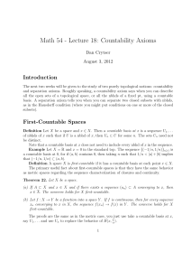 Math 54 - Lecture 18: Countability Axioms