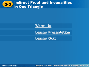 Indirect Proof and Inequalities in One Triangle Indirect Proof and