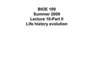 (Part 2) Life history evolution