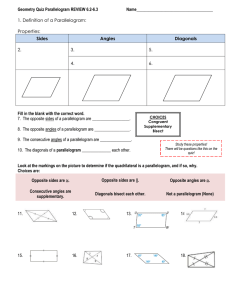 Geometry Quiz Parallelogram REVIEW 6.2