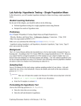 Hypothesis Testing – Single Population Mean