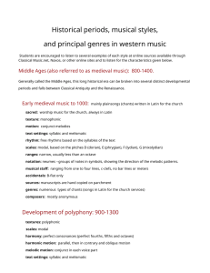 Historical periods, musical styles, and principal genres in western