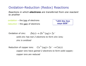 Oxidation-Reduction (Redox) Reactions