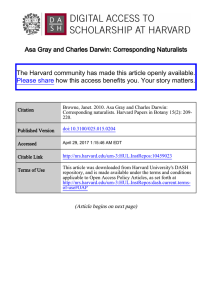 Asa Gray and Charles Darwin: Corresponding Naturalists The