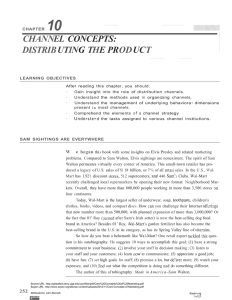 Chapter 10: Channel Concepts: Distributing the Product