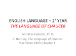 ENGLISH LANGUAGE – 2° YEAR A HISTORY OF THE ENGLISH