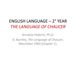 ENGLISH LANGUAGE – 2° YEAR A HISTORY OF THE ENGLISH