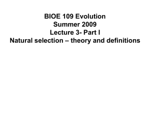 Lecture 3: (Part 1) Natural selection