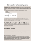 Introduction to Control Systems Variables Involved in a Control System