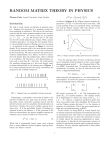 RANDOM MATRIX THEORY IN PHYSICS