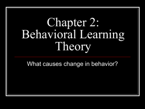 Chapter 9: Behavioral Learning