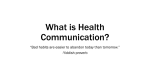 What is Health Communication?