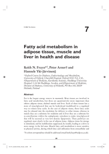 Fatty acid metabolism in adipose tissue, muscle and liver in health