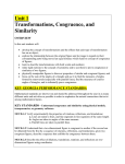 Unit 1 Transformations, Congruence, and Similarity