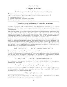 Complex numbers - Math User Home Pages