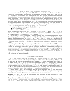 Math 676. Some basics concerning absolute values A remarkable