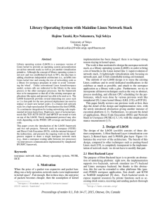 Library Operating System with Mainline Linux Network Stack
