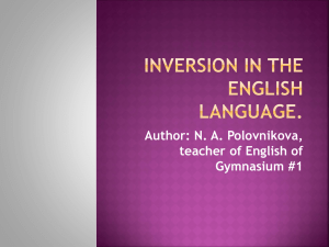 Inversion in the English Language.