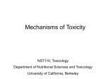 Mechanisms of Toxicity - University of California, Berkeley