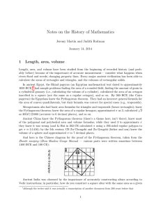 Notes on the History of Mathematics
