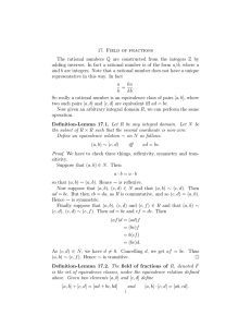 17. Field of fractions The rational numbers Q are constructed from