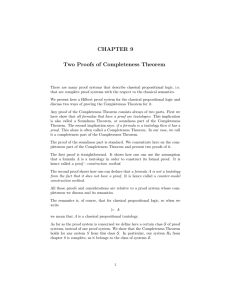 Chapter 9 Propositional Logic Completeness Theorem