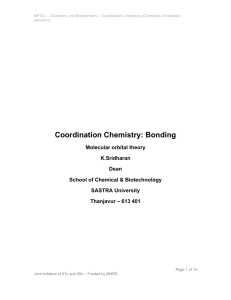Coordination Chemistry: Bonding