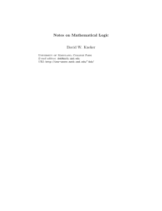 Notes on Mathematical Logic David W. Kueker