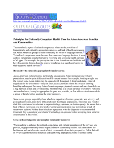 Principles for Culturally Competent Health Care for Asian