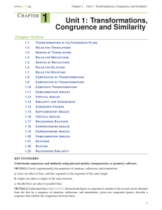 CHAPTER 1 Unit 1: Transformations, Congruence and Similarity