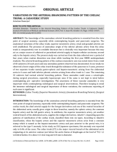 variations in the arterial branching pattern of the coeliac trunk