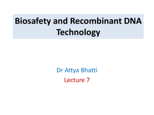 Biosafety and recombinant DNA technology